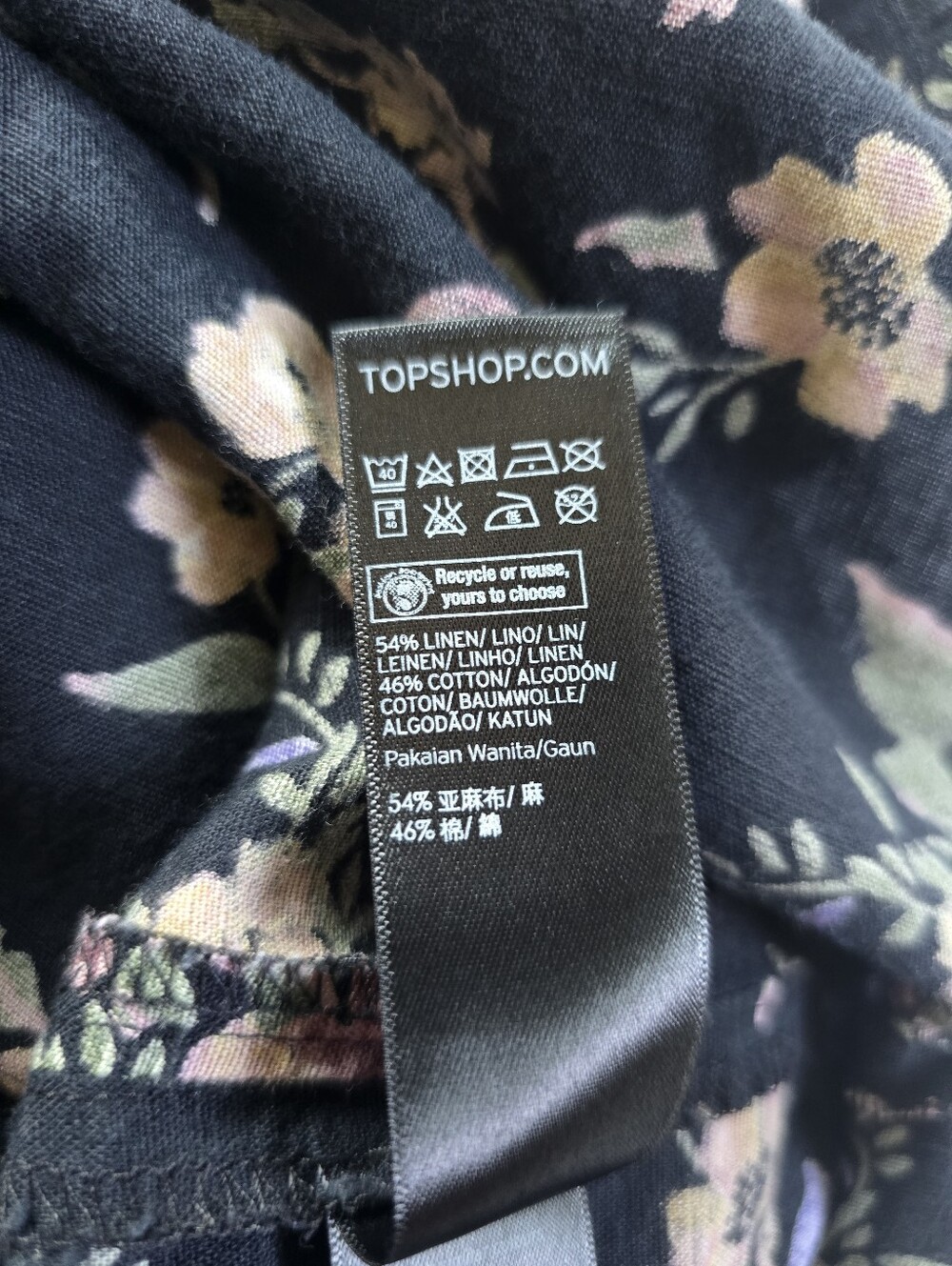 Topshop Navy Blue Floral Linen Blend Dress in US Size 4 (but fits like a 2) - Picture 9 of 9